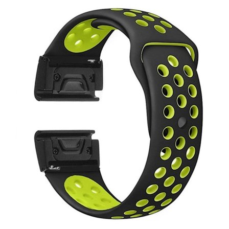 Garmin Fenix 5X 26mm tvåfärgat klockband av silikon - Svart / Grön