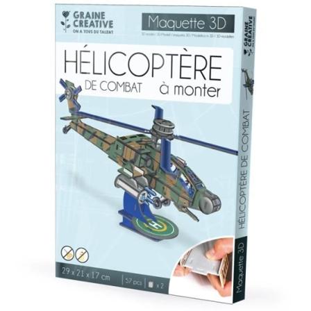 3D puslespil model - Apache Helicopter - Køretøjer og maskiner - Grøn Grön