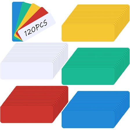 120 stk. magnetiske etiketter til whiteboard - 2,5 x 7,6 cm genanvendelige navneskilte til whiteboard, køleskab og skab - vandtætte magnetiske 