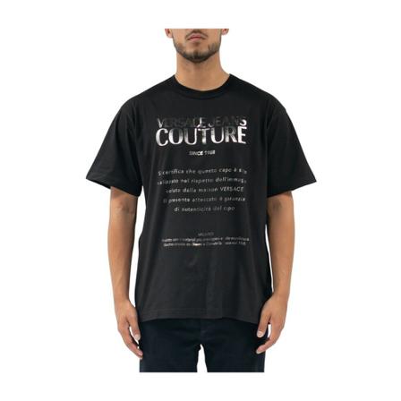 Versace Jeans Couture, T-Shirt Warranty Foil Zwart, Heren, Maat:M
