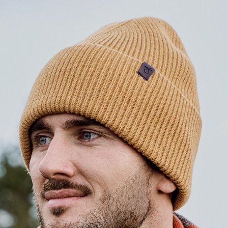 Hiems | Bärnstensorange Uppvikt Mössa i Återanvänd Ull för män - Beaniemössor