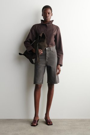 COS Women's Knee Length Denim Shorts in Brown