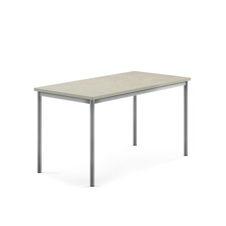 Desk SONITUS, 1400x700x720 mm, light grey linoleum, alu grey