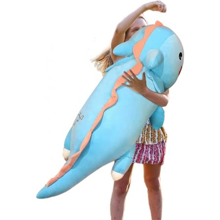 Dinosaur plys bamsepude, søde dinosaur bamser legetøj dukker, bløde plys dino kramme bamser til børns fødselsdag (blå, 31,4in/80cm)