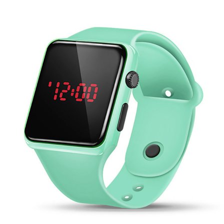 Digitalt børneur til piger og drenge LED vandtæt lyseblå One Size