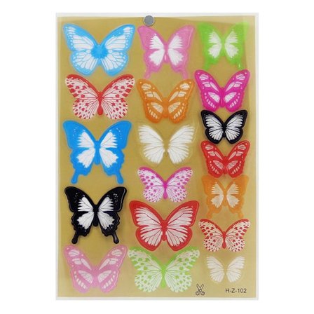 3-delt 3D veggklistremerker Fargerik sommerfugl 2 2