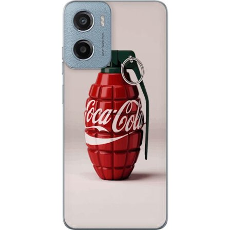 Kompatibelt Mobildeksel til Motorola Motorola Moto E15 Kunstnerisk illustrasjon av Coca Cola granateple i rødt og grønt, pop art inspirert motiv med