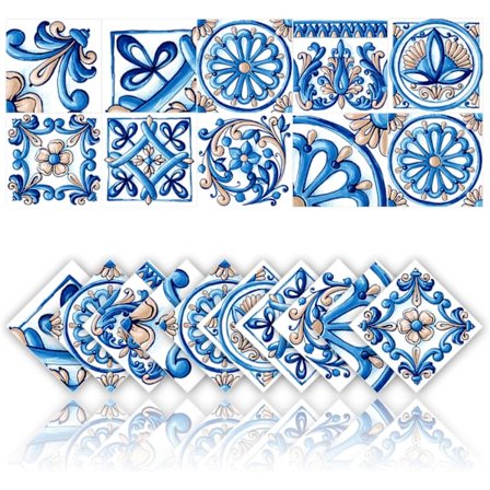 20 stk. Fliseklistermærker Køkken og Badeværelse Vandtætte PVC Vægdekorationsklistermærker Selvklæbende Mosaikdekoration Retro Arkitektonisk Stil (