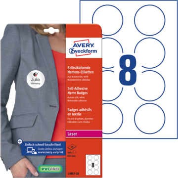 Navneskilt Hvit Ø 65mm