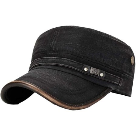 Flat Top Caps, Bomulls Baseball Caps, Klassisk Ensfarget Vintage Army Mil