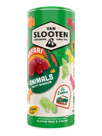 Van Slooten vegan fruity wine gums in an aluminum tube