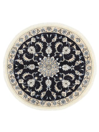 Nain Teppich Ø 100 Quadratisch Schwarz/Dunkelgrau Wolle, Persien