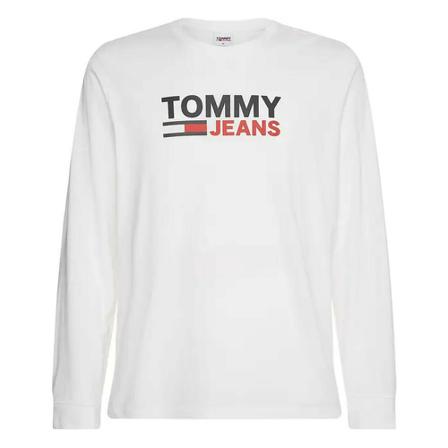 Tommy Jeans, Dm 0Dm 09487 YBR T -shirt Wit, Heren, Maat:L