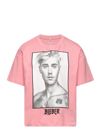Nkfjabb Justinbieber Ss Boxy Top Box Unv Tops T-Kortærmet Skjorte Pink Name It