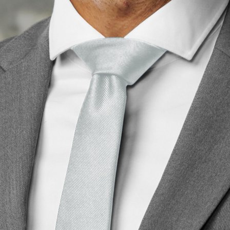 6 cm Silver-tone Grosgrain Skinny Tie for Men - Solid color neckties