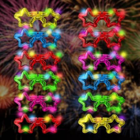 12 stk Light Up Led Briller Luminous Glow In The Dark Blinkende Briller Til Barn, Rave, Edm, Halloween Rb01 Bursdagsfest Rekvisita (stjerne 12stk)