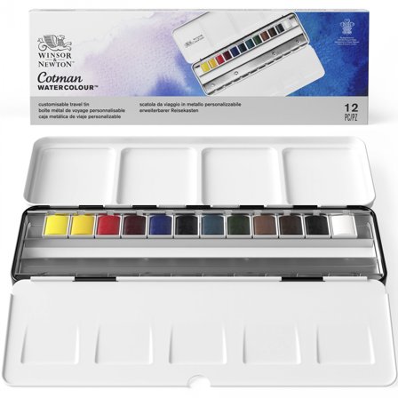 Winsor & Newton Cotman Aquarellfarbe Metal Box 2 1/2-Näpfe