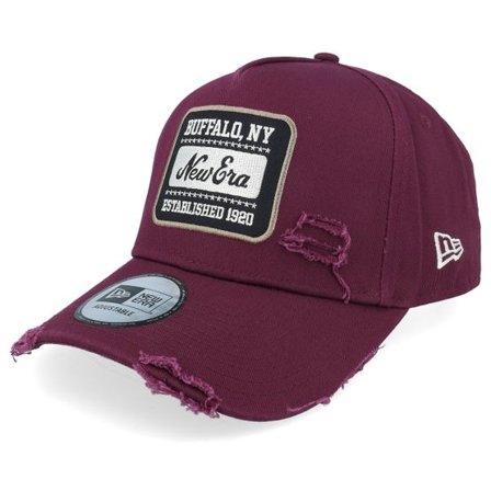 New Era - Röd adjustable Keps - Patch Wash Burgundy A-Frame Adjustable @ Hatstore
