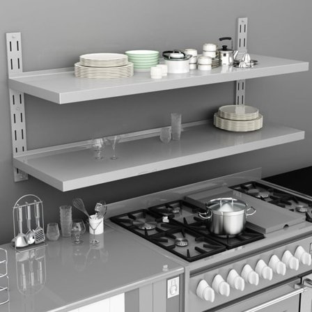 vidaXL Svävande vägghylla 2 plan rostfritt stål 150x30 cm