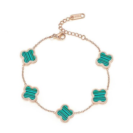 Clover Smykker, Titanium Stål Armbånd, Grønn