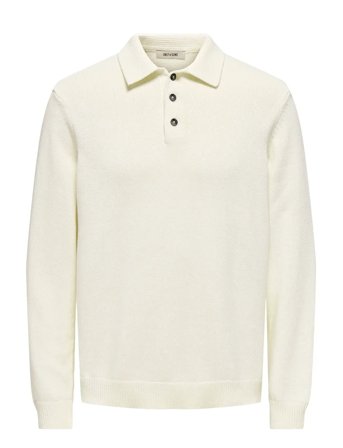 Onshope Rlx Ls Polo Knit Life White ONLY & SONS
