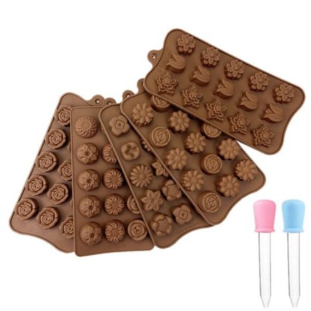 5 stk. silikoneforme til chokolade, slikform geléform non-stick køkkenforme isterningbakker til festivalfest - 6 former