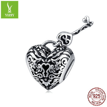925 Sterling Sølv Charm Lås Og Nøgle