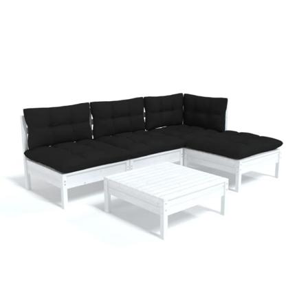 Vidaxl Loungegrupp Med Dynor 5 Delar Vit Massiv Furu Vit