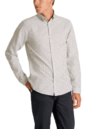 Lindbergh Striped Superflex Oxford L/S Skjortor Herr Grön L