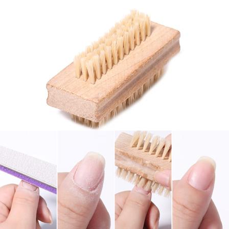 1st Nagelborstar Dubbelsidigt Trähandtag Nagelrengöring Scrubb
