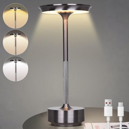 Rosnek lampe og poser LED uden ledning (grå), genopladelig bordlampe med 3 dimmbare farvetemperaturer, IP54 vandtæt, 1 stk.