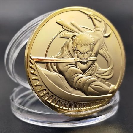 Guldmønter One Piece Anime Luffy Mindesmønt Anime Roronoa Zoro Souvenir Kunstsamling Gave Ornamenter Metal Gave (FMY)