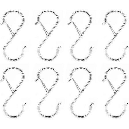 8 kpl S-koukku ripustin, S-koukku ripustushyllyyn, hopeanvärinen S-koukku