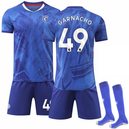 Chelsea GARNACHO #49 2025/2026 Hemmatröja Kortärmad Barn Fotbollströja/Shorts/Strumpor Set Ungdom Barn Storlekar