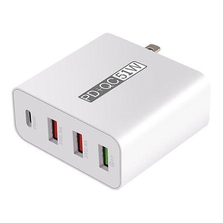 4 Ports Pd+qc3.0 Adapter Usb Output Portable Quick Charge 51w Adapter