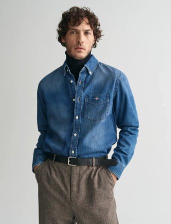 GANT Reg Denim Shirt - Blue - S
