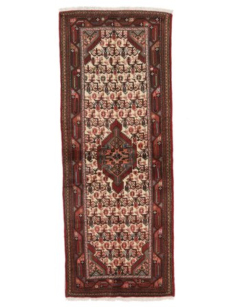 Noué À La Main Asadabad Tapis 81X210 Persan De Laine Noir/Rouge Foncé Petit