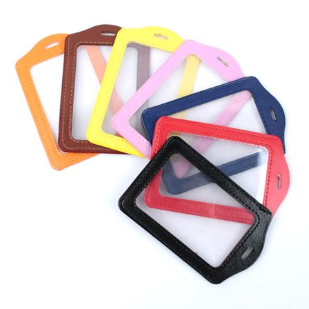 PU Leather ID Badge Case Clear and Color Border Lanyard Holes Bank Credit Card Holders ID Badge Holders Accessories DropShipping