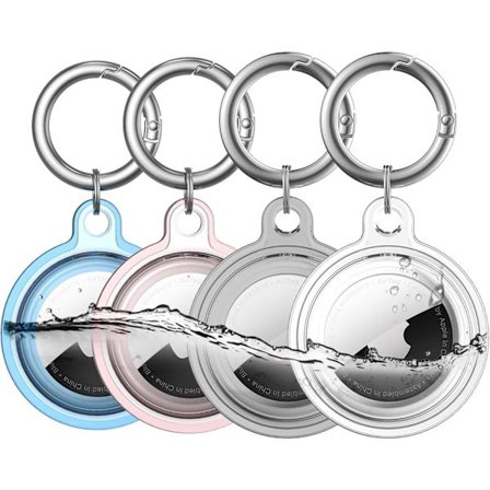 Vandtæt holder, 4-pak Apple Airtag nøglering, AirTag-etui til hundehalsbånd, bagage, nøgler