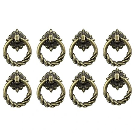 8 stk. vintage knopper, antikke bronzemøbelknopper til skabe, kommoder, møbler osv. (bronze)