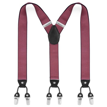 Brede Bordeauxfarvede Seler m. Hvide Prikker til mænd - Clip-on seler