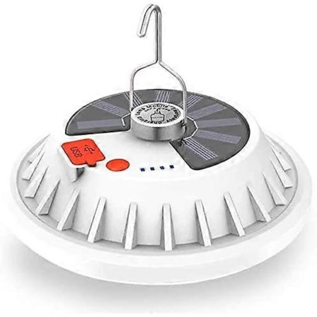 Bärbar Camping Tält Sollykta 5 Lägen, USB Uppladdningsbar LED-lampa med Power Bank-utgång - Vattentät