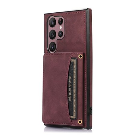 Fodral för iPhone15promax vinröd hudkänsla korthållare fullt anti-fall