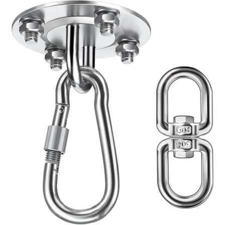 Kestävä kattokoukku 400 kg:n kapasiteetilla, 360° pyörivä ruostumattomasta teräksestä valmistettu riippumattokoukun ripustussarja, pyöreä 