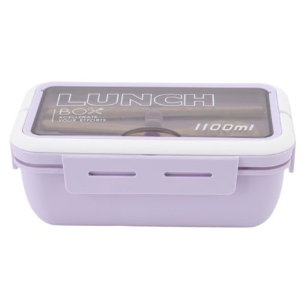 Fack Lunchbox 2 fack 1100ml Loveliness Vuxen Bento Box med sked Ätpinnar för Office School Lila