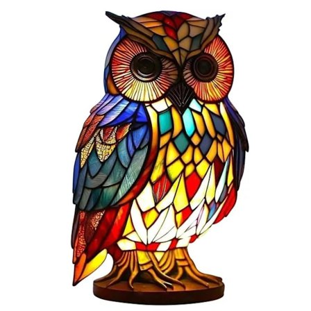 Farvet Glas Dyre Bordlampe, Bohemian Harpiks Dyre Lampe Soveværelse Stue Hjemmekontor Dekoration Gave (Ugle)
