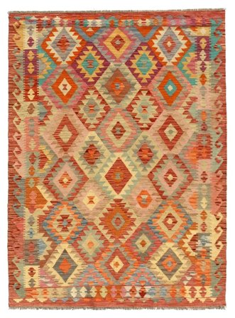 Hand Woven Kilim Afghan Old Style Rug 152X212 Brown/Red
