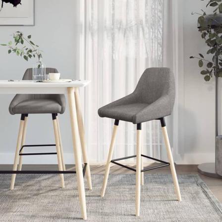 Vidaxl Barstolar 2 St Ljusgrå Tyg Grå