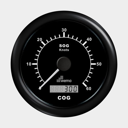 GPS-logg 0-60 knop svart 85 mm, kompl. m antenn