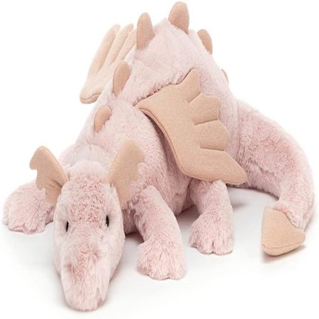 Rosa Dragebamse, Stor 48 cm - Mytisk Plyslegetøj - Klassisk Barnegave